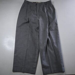 Vtg USA Made 33x28 Navy White Nailshead Woven Baggy Full Cut High Waist Pants